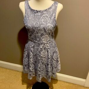 Jr. Light gray lace overlay dress